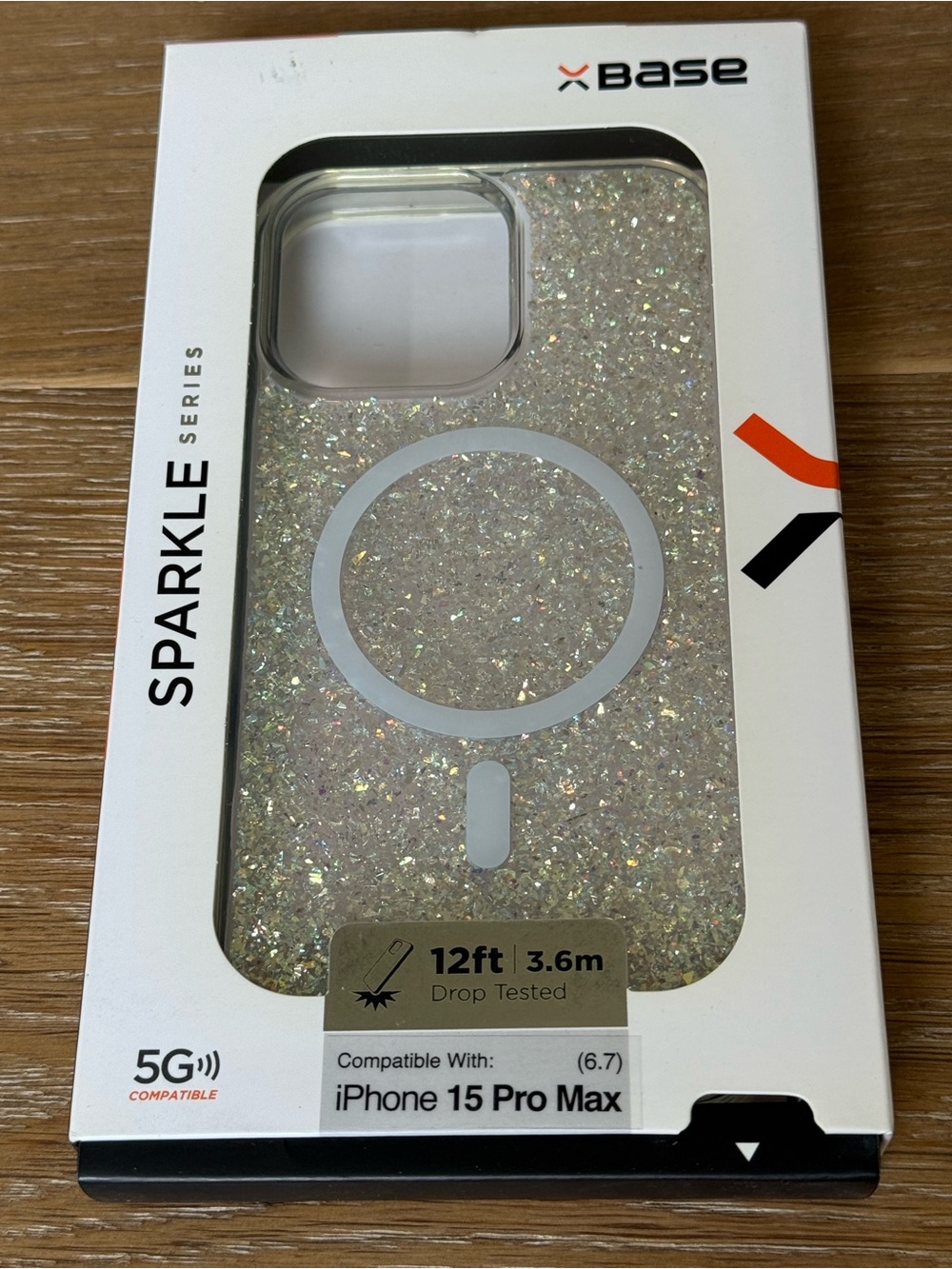 New xBase Sparkle Series Glitter iPhone 15 Pro Max / 6.7” Case Silver sparkle